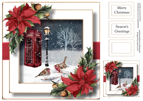 Festive Nights - Telephone Box & Robins 8x8