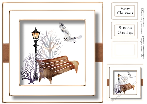 Festive Days No Flowers - Lantern & Snowy Owl 8x8