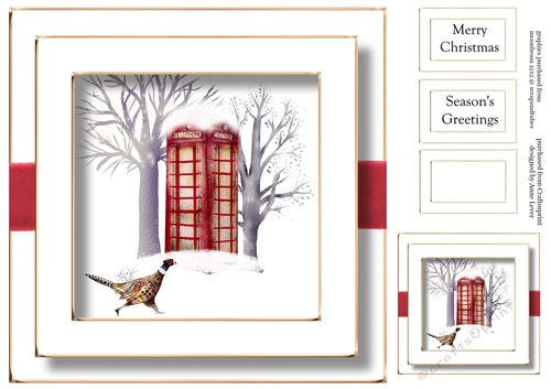 Festive Days No Flowers - Phone Box & Pheasant 8x8
