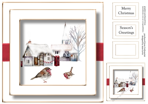 Festive Days No Flowers - Snowy Village & Robins 8x8