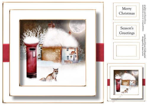 Festive Nights No Flowers - Post Box, Cottage & Fox 8x8