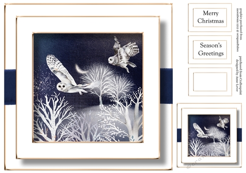 Festive Nights No Flowers - Snowy Owls 8x8