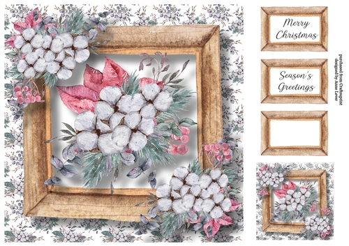 Christmas Bouquet With Wooden Frame 3 8x8
