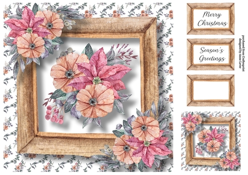Christmas Bouquet With Wooden Frame 2 8x8
