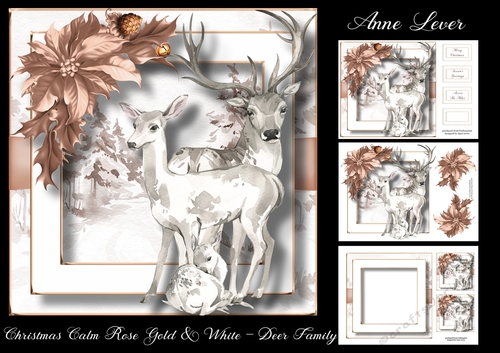 Christmas Calm Rose Gold & White - Deer Family