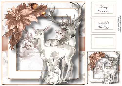 Christmas Calm Rose Gold & White - Deer Family 8x8