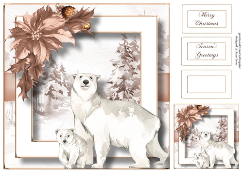 Christmas Calm Rose Gold & White - Polar Bears 8x8