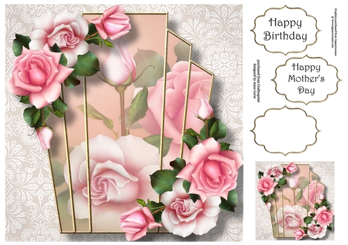Art Deco Beautiful Floral - Blush Roses 8x8