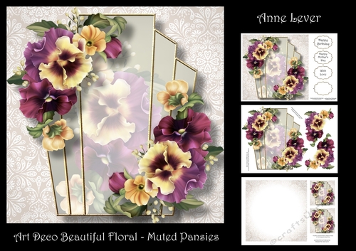 Art Deco Beautiful Floral - Muted Pansies