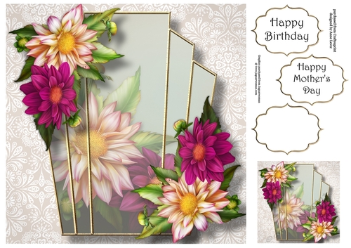Art Deco Beautiful Floral - Dahlias 8x8