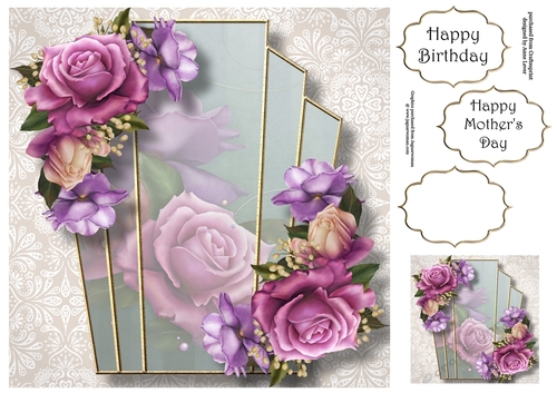 Art Deco Beautiful Floral - Belle Epoque Roses 8x8