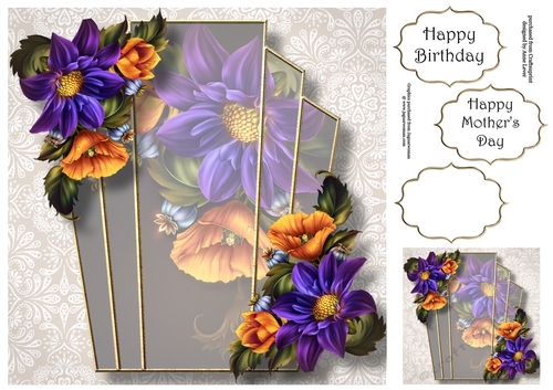 Art Deco Beautiful Floral - Autumn Garden 8x8
