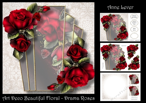 Art Deco Beautiful Floral - Drama Roses