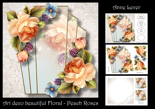 Art Deco Beautiful Floral - Peach Roses