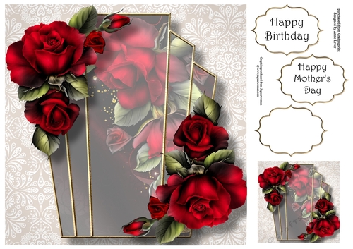 Art Deco Beautiful Floral - Drama Roses 8x8