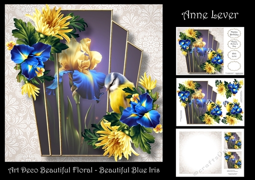 Art Deco Beautiful Floral - Beautiful Blue Iris