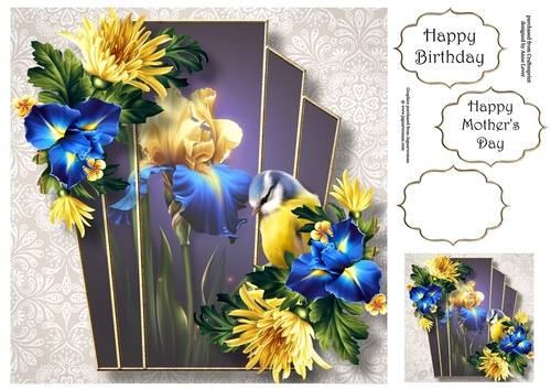 Art Deco Beautiful Floral - Beautiful Blue Iris 8x8