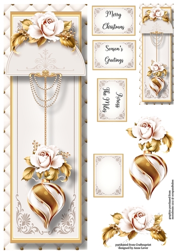 Antique Gold With Christmas Roses Lge DL