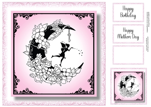 Crescent moon Fairy In Pink - No Embellishments