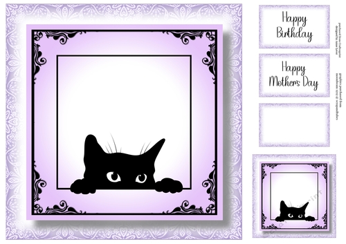 Peeking Cat In Purple - No Flowers