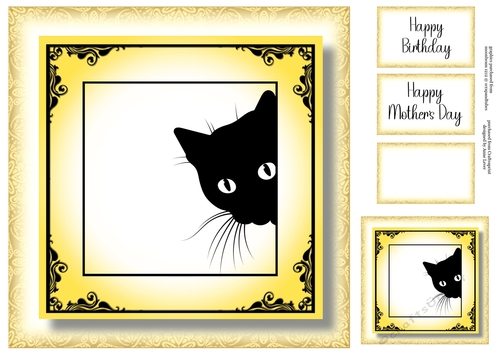 Peeking Cat In Yellow - No Flowers