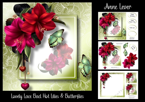 Lovely Lace Back Hot Lilies & Butterflies