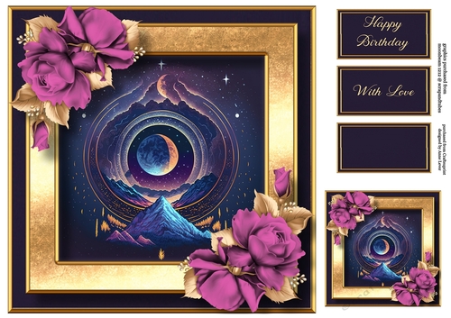 The Celestial Moon & Mauve Roses 8x8