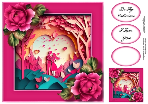 Gorgeous Valentines Couple Faux papercut 4 8x8
