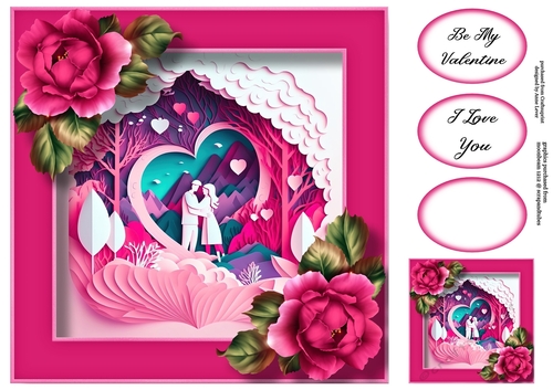 Gorgeous Valentines Couple Faux papercut 3 8x8