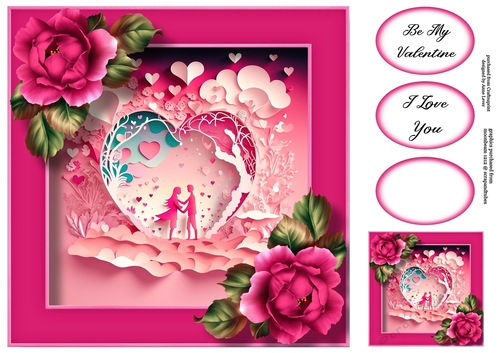 Gorgeous Valentines Couple Faux papercut 2 8x8