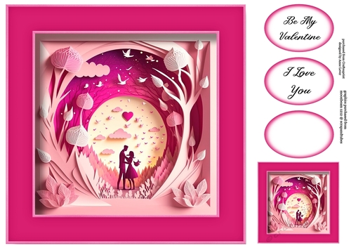 Gorgeous Valentines Couple Faux papercut 1 - No Flowers