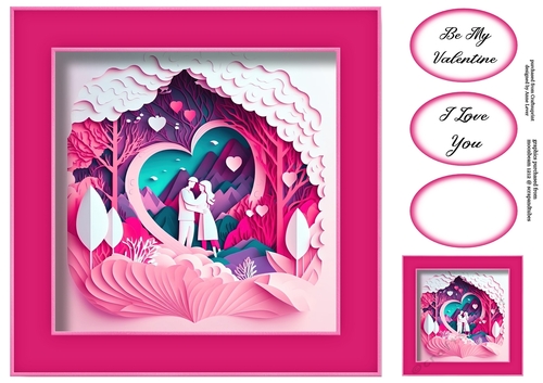 Gorgeous Valentines Couple Faux papercut 3 - No Flowers