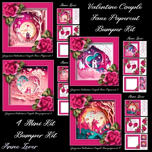 Valentines Couple Faux Papercut Bumper Kit