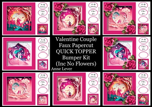 Valentines Couple Faux Papercut QUICK TOPPER Bumper Kit (Inc No Flowers)