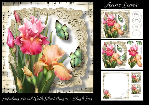 Fabulous Floral With Sheet Music - Blush Iris