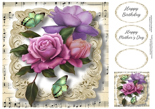 Fabulous Floral With Sheet Music - Belle Epoque Roses 8x8
