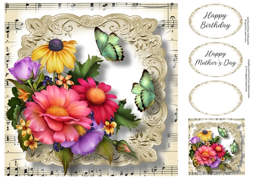 Fabulous Floral With Sheet Music - Breath Of Summer 8x8