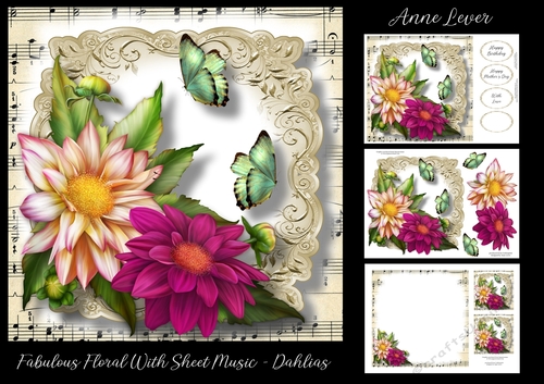 Fabulous Floral With Sheet Music - Dahlias