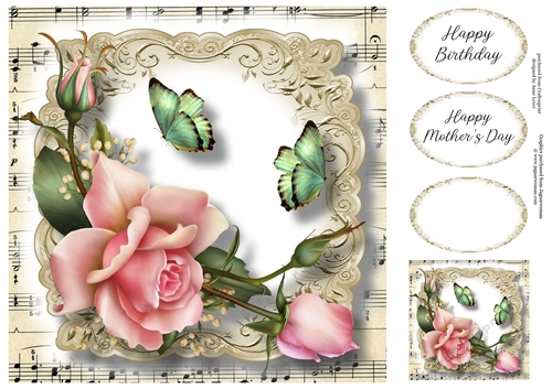 Fabulous Floral With Sheet Music - Downton Roses 8x8