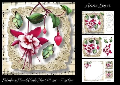 Fabulous Floral With Sheet Music - Fuchsia 