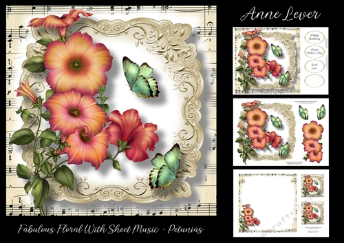 Fabulous Floral With Sheet Music - Petunias
