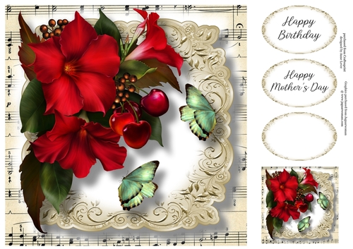 Fabulous Floral With Sheet Music - Mandevilla 8x8