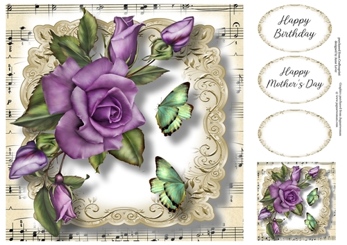 Fabulous Floral With Sheet Music - Heritage Roses 8x8