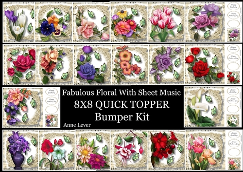 Fabulous Floral With Sheet Music QUICK TOPPER Bumper Kit