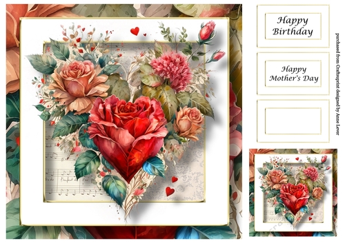 Gorgeous Floral Heart 2 8x8