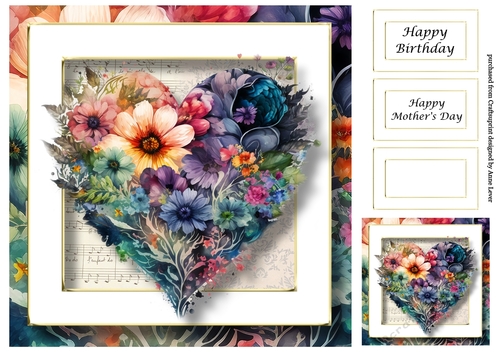 Gorgeous Floral Heart 1 8x8