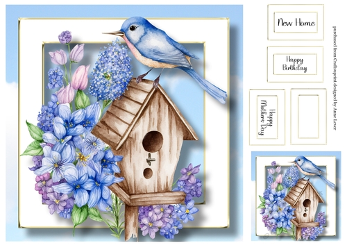 Beautiful Bird House 2  - New Home, Birthday, Mum 8x8