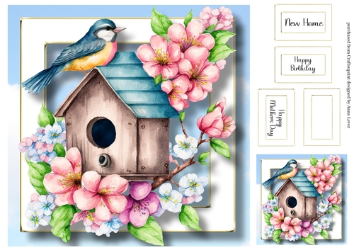 Beautiful Bird House 1  - New Home, Birthday, Mum 8x8