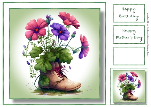 Simple Watercolour Floral Old Boot 4