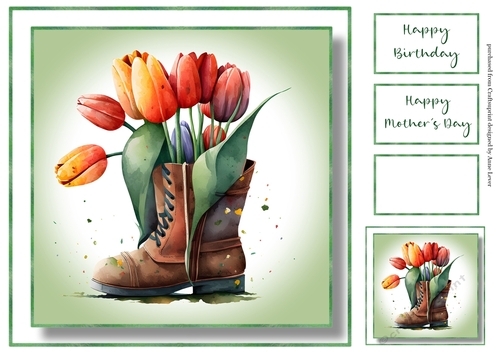 Simple Watercolour Floral Old Boot 10